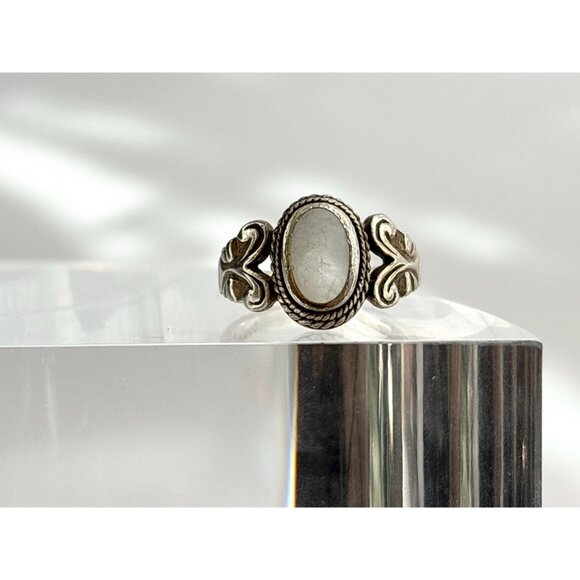 Thai Made Mother of Pearl Modernist 925 Sterling Silver Vintage Ring - sz 6.25 - Picture 11 of 12